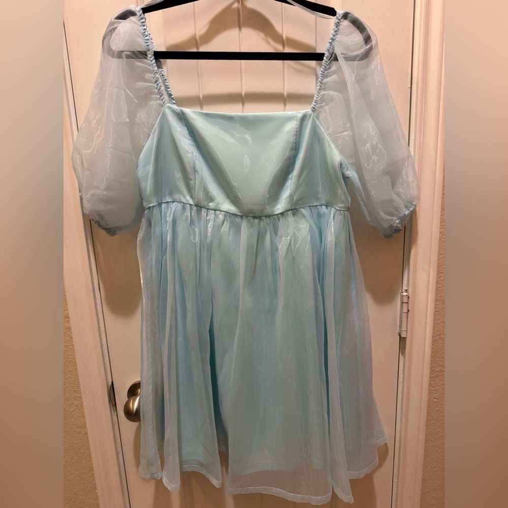 TCEC Sky Blue Dress with Puff Sleeves